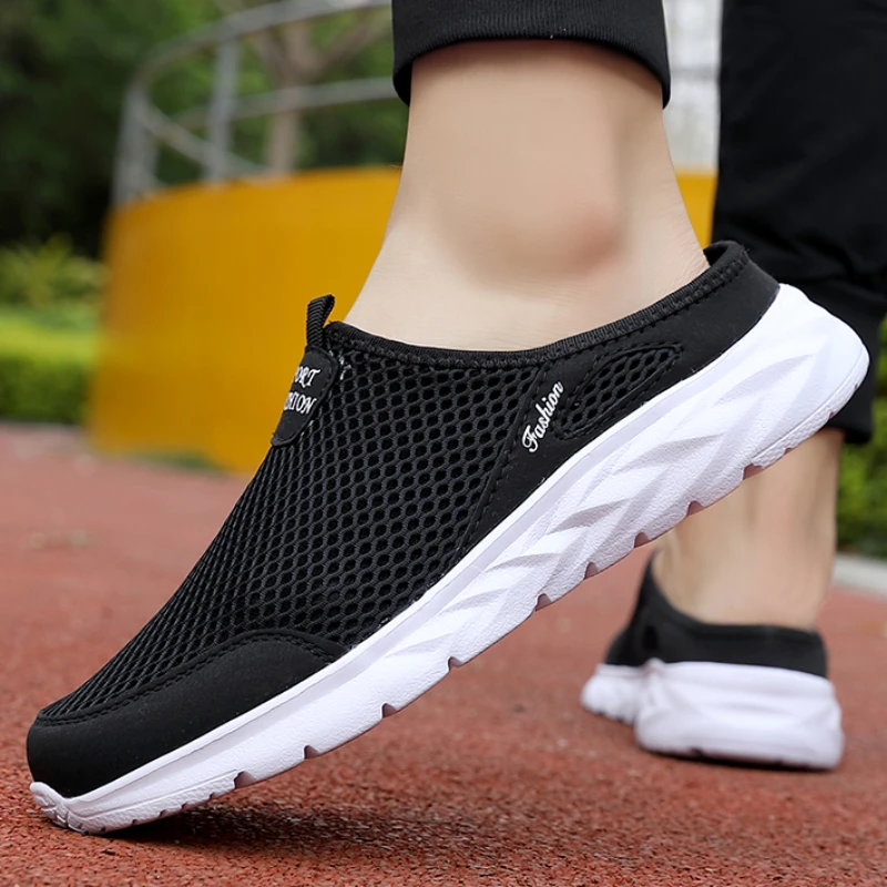 YRZL Hot Sale Men Half Slipper High Quality New Design Mesh Shoes Breathable Outdoor Sandals Comfortable Couples Walking Shoes