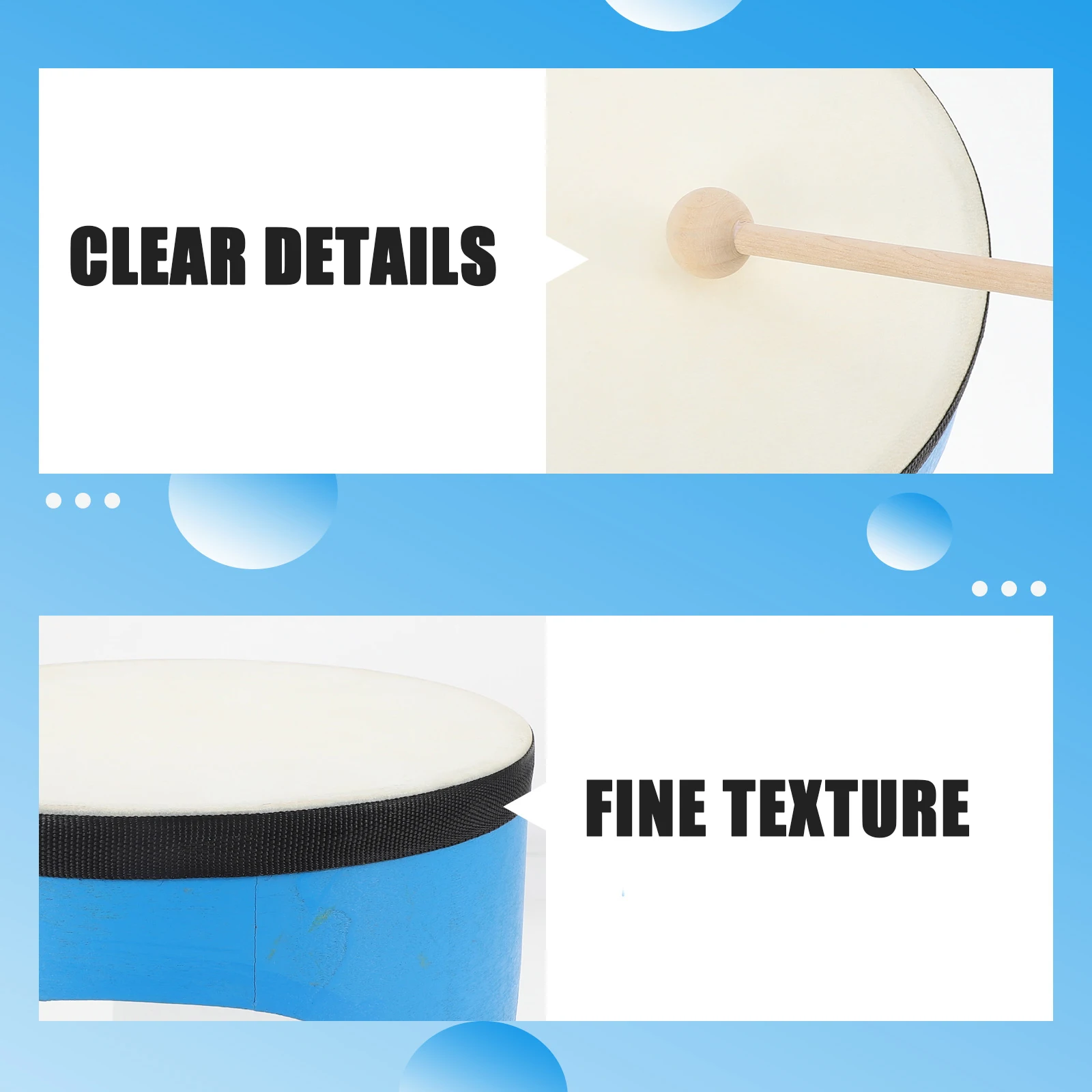

1 set Premium Kids Percussion Drum Instruments Baby Floor Toy Educational Blue Wooden Circle Hand Brain Coordination Development