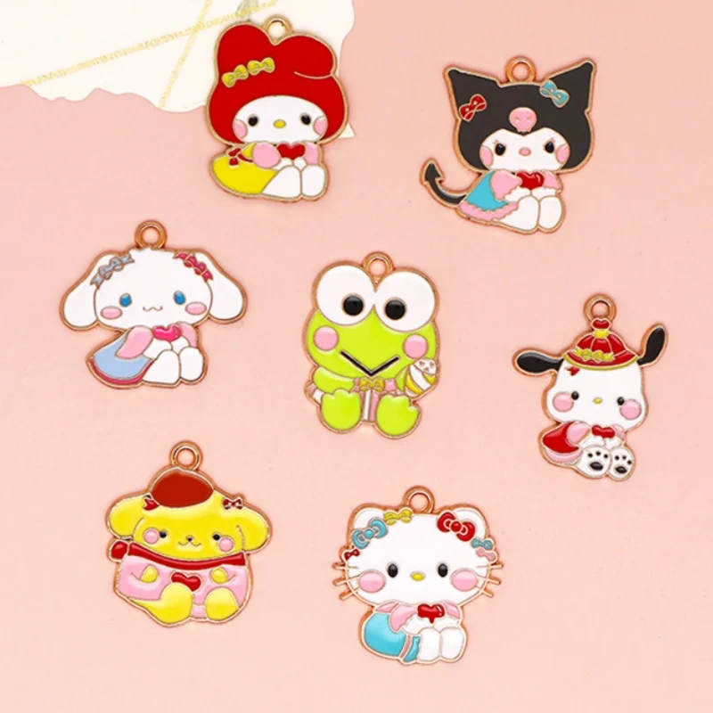 14/70 قطعة من الأقراط الكرتونية الثلاثية، أقراط زيت كورومي كاتي كات بالتنقيط، إكسسوارات ذاتية الصنع، أقراط على شكل حيوانات، المعلقات #1