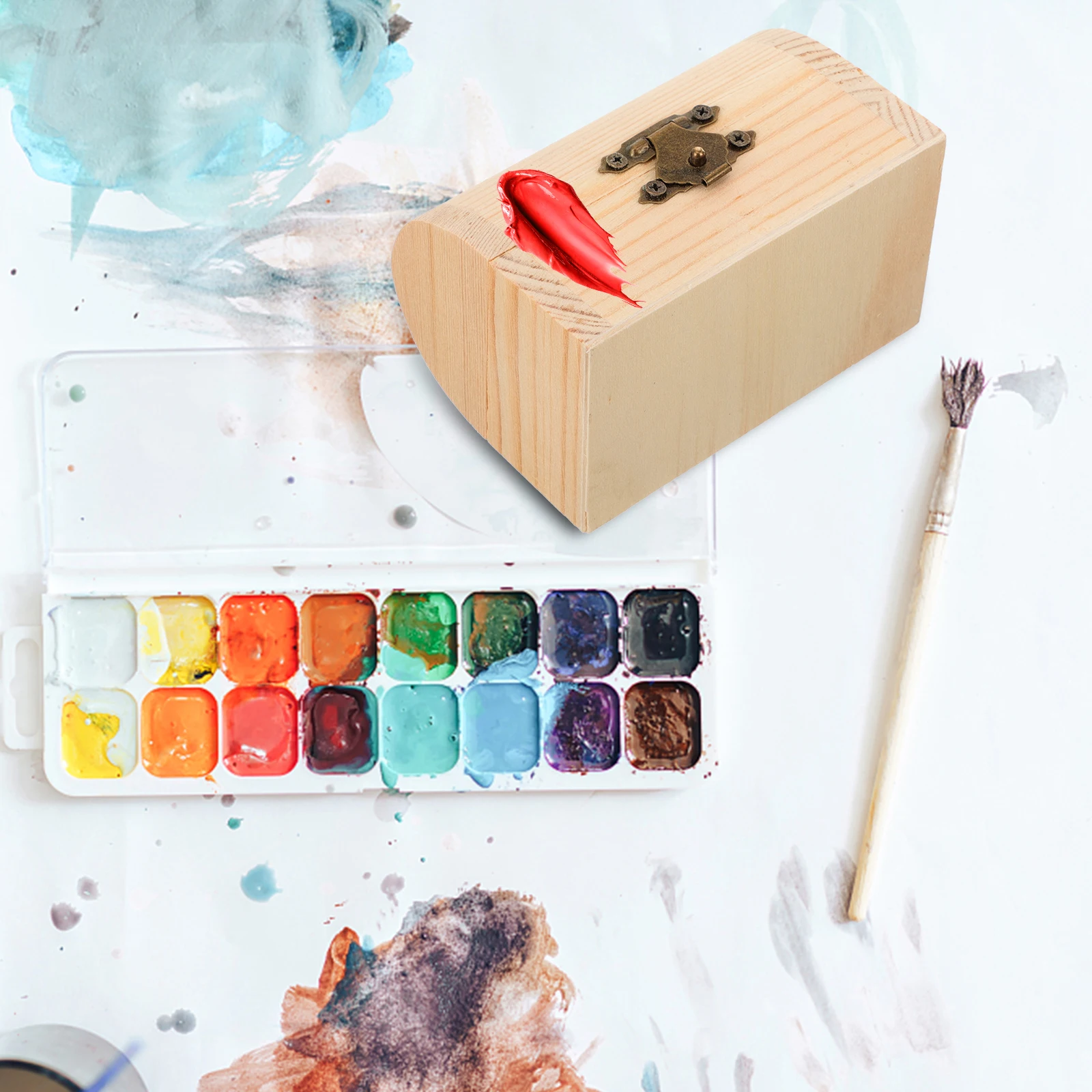 

6 pcs Arched Wooden Box Lock Diy Graffiti Craft Storage Large Capacity Eco-Friendly For Jewelry Cosmetics Diy Painting