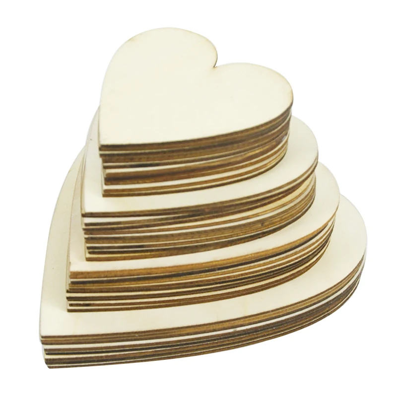 5Pcs Unfinished Wooden Hearts Blank Wood Slices 8/10/12/15cm DIT Hanging Pendant Painting Wood Pieces Wedding Embellishments