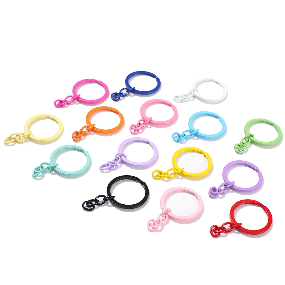 5pcs/lot 30mm šifrovací klíč prsten šifrovací klíč běžící pás 55mm dlouhé pestrý kolo rozseknout klíčenka keyrings pro DIY šperků vytváření zásoby velkoobchod