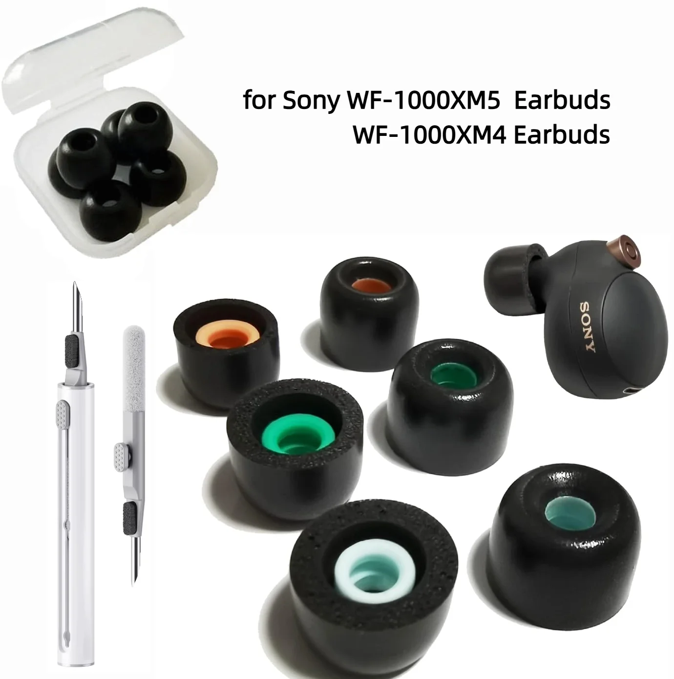 Memory Foam Ear Tips for Sony WF-1000XM4 Earbuds Tips Sony Earbuds Replacement Tips WF-1000XM5 WF-1000XM3 WF-XB700 WI-1000X fit