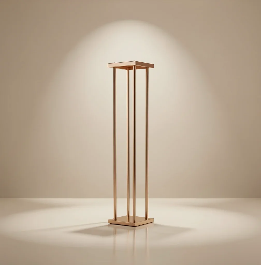 10 Pcs Wedding Flower Stand Metal Vase Stand with Plates Gold Floor Metal Column Gold Rectangular 7.87