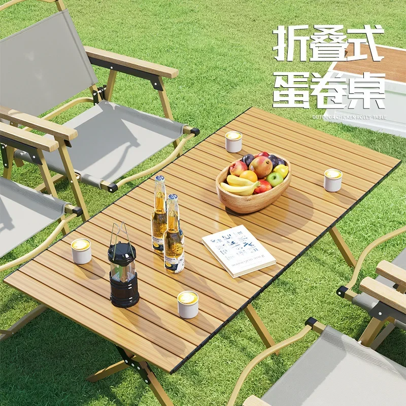 Outdoor folding, egg roll, portable camping table and chair set