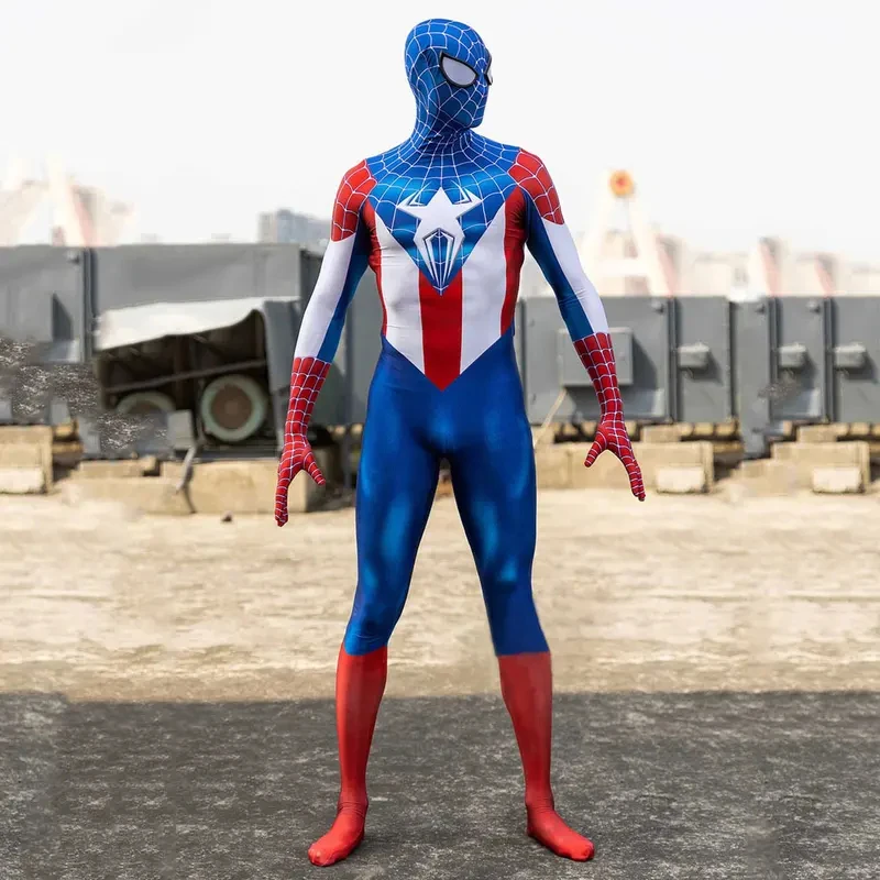

❤2026❤ Halloween Captain Advance Spider Costume Superhero Cosplay Zentai Suit Game Adults Men Male Bodysuit Party JumpSuit❤