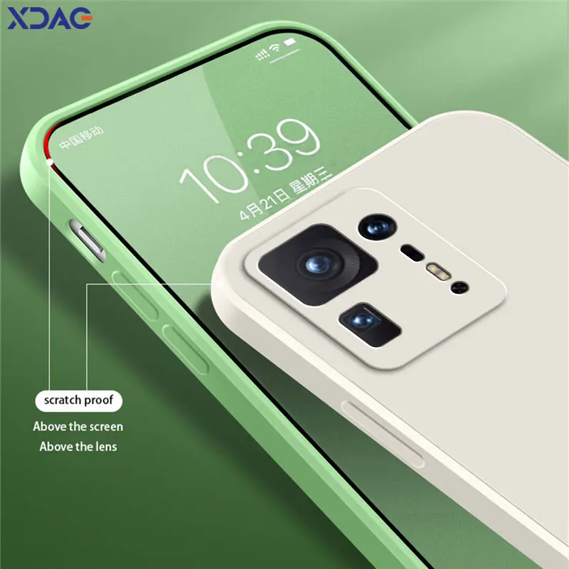 Soft Square Liquid Silicone Case for Xiaomi Mix 4 5G Camera Protective Phone Back Cover Mi Mix4 360 Shockproof Eco-friendly Bags