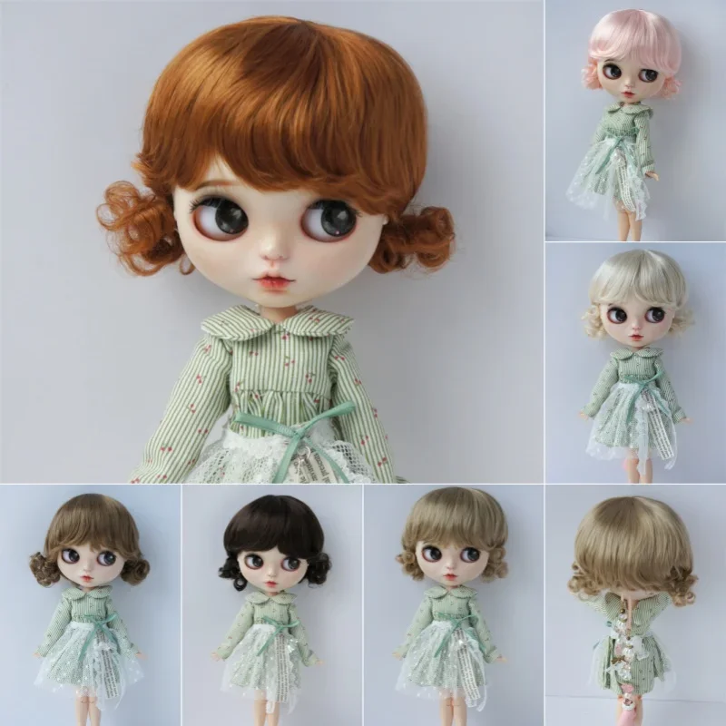 JD400 Double Curly Mini Pony BJD Wig Synthetic Mohair for 1/6 1/4 1/3 YOSD MSD SD Blythes Pullip 6-11 Inch Sizes