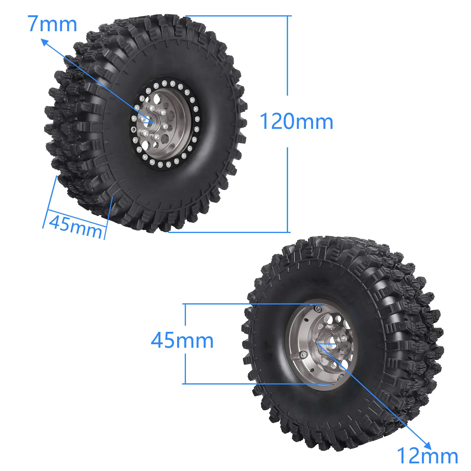 HobbyPark 120mm 1.9 Crawler Tires and 1.9 Beadlock Wheels Set for Axial SCX10 II III Traxxas TRX-4 Redcat Gen8 Gen7 Upgrades