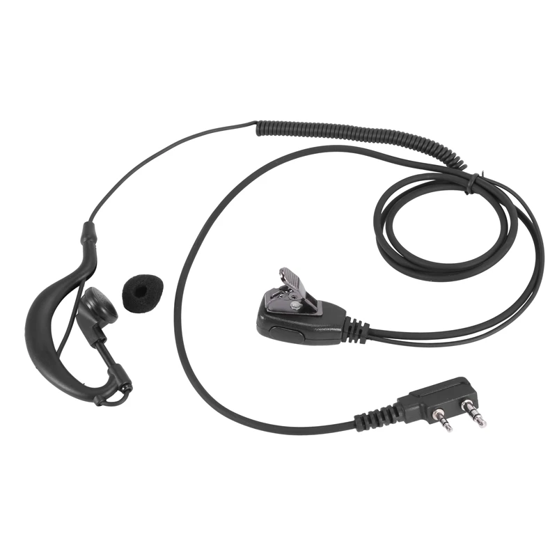 2Pin G Shape Earpiece PTT MIC Ear Hook Headset For Kenwood Puxing Wouxun Baofeng Radio