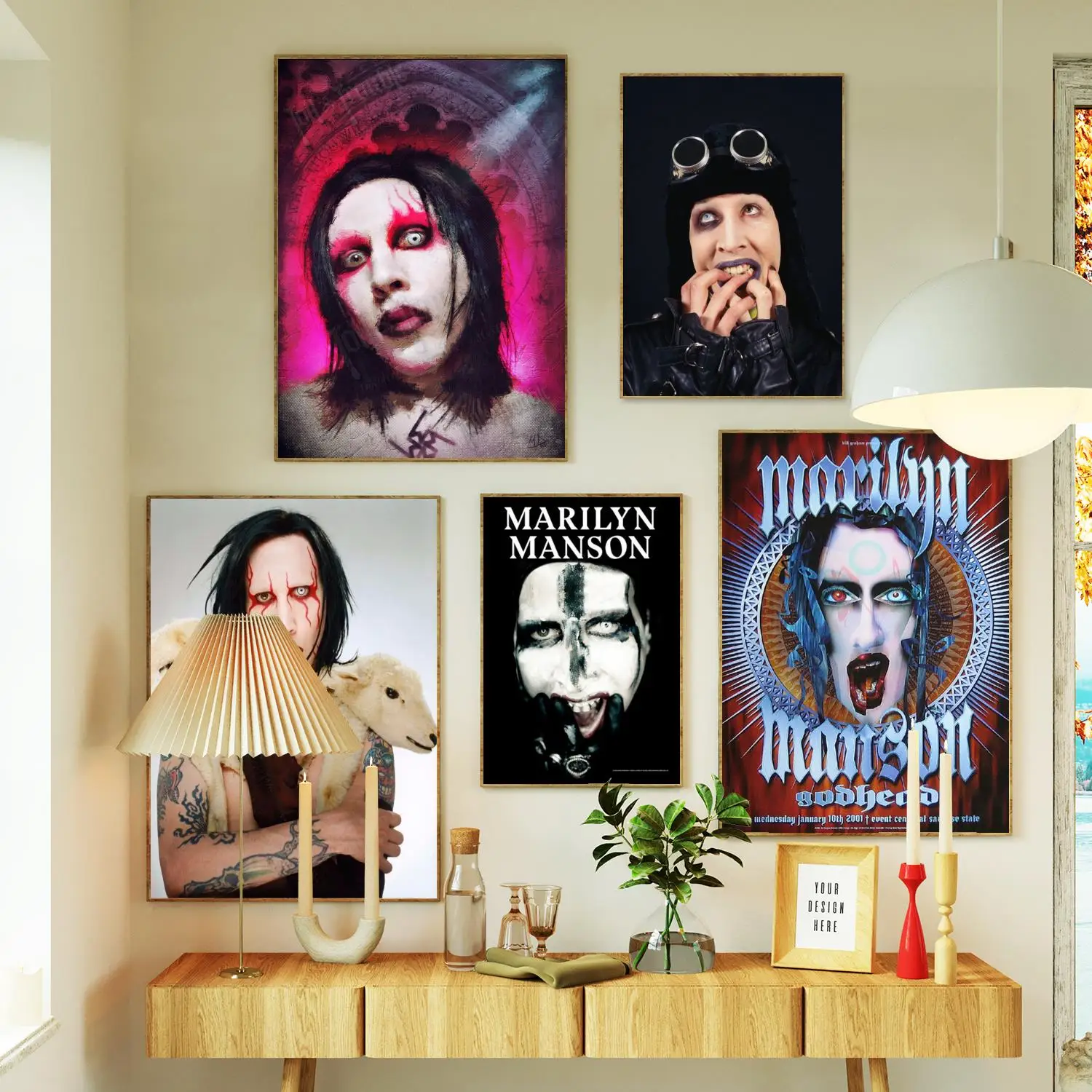 marilyn manson Poster Prints Wall Art Canvas Painting Poster For Modern Family Living Room Home Decor