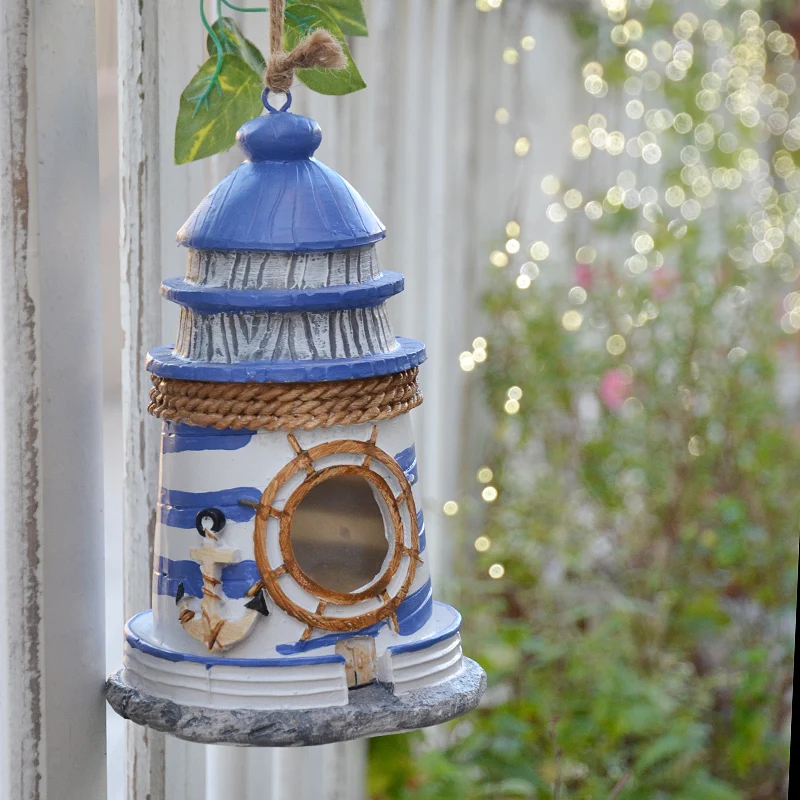 

Украшения для кабины маяка средиземноморского языка, украшения для птичьего домика из смолы, декоративный реквизит на океанской тематике, уличные садовые украшения