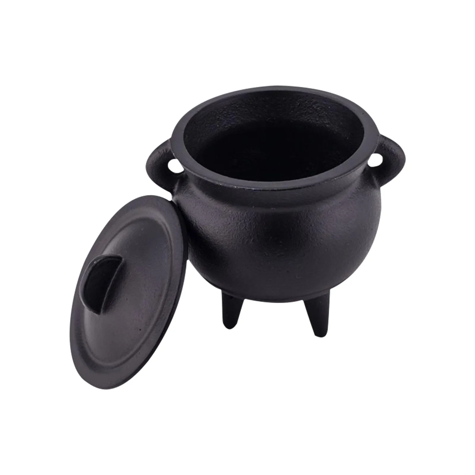 Cast Iron Incense Burner Cauldron Lidded Pot for Sage Smudge Palo Santo Resin Incense Burner Holder Witchy