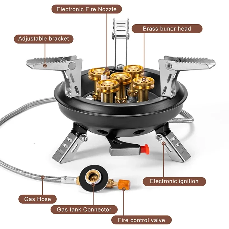 BRS-201A Portable Camping Gas Stove 16000W High Pressured Propane Butane Gas Burner Outdoor Emergency Stove with Piezo Ignition