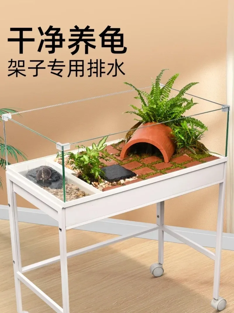 

Turtle tank yellow edge turtle special breeding tank bottom drainage half water turtle large landscaping ecological tank villa