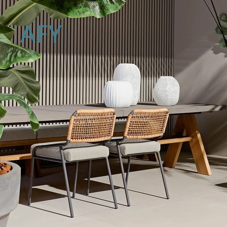 Outdoor Rattan Chair for Garden Patio Deck Balcony Terrace Outdoor Furniture Set for Villa Courtyard Airbnb Backyard
