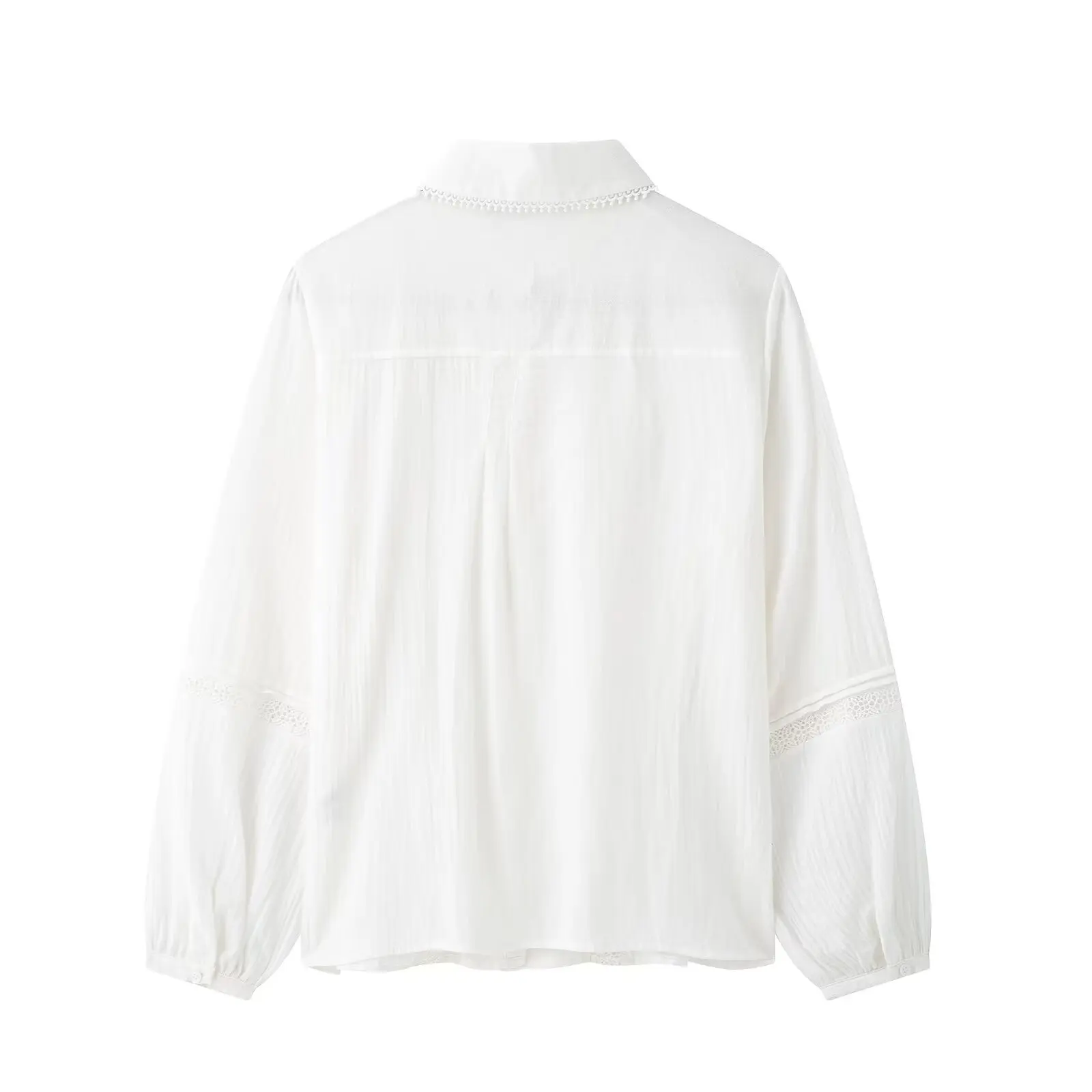 Willshela moda feminina algodão camisa branca renda bainha lapela gola mangas compridas feminino chique senhora casual mujer vintage topos blusa