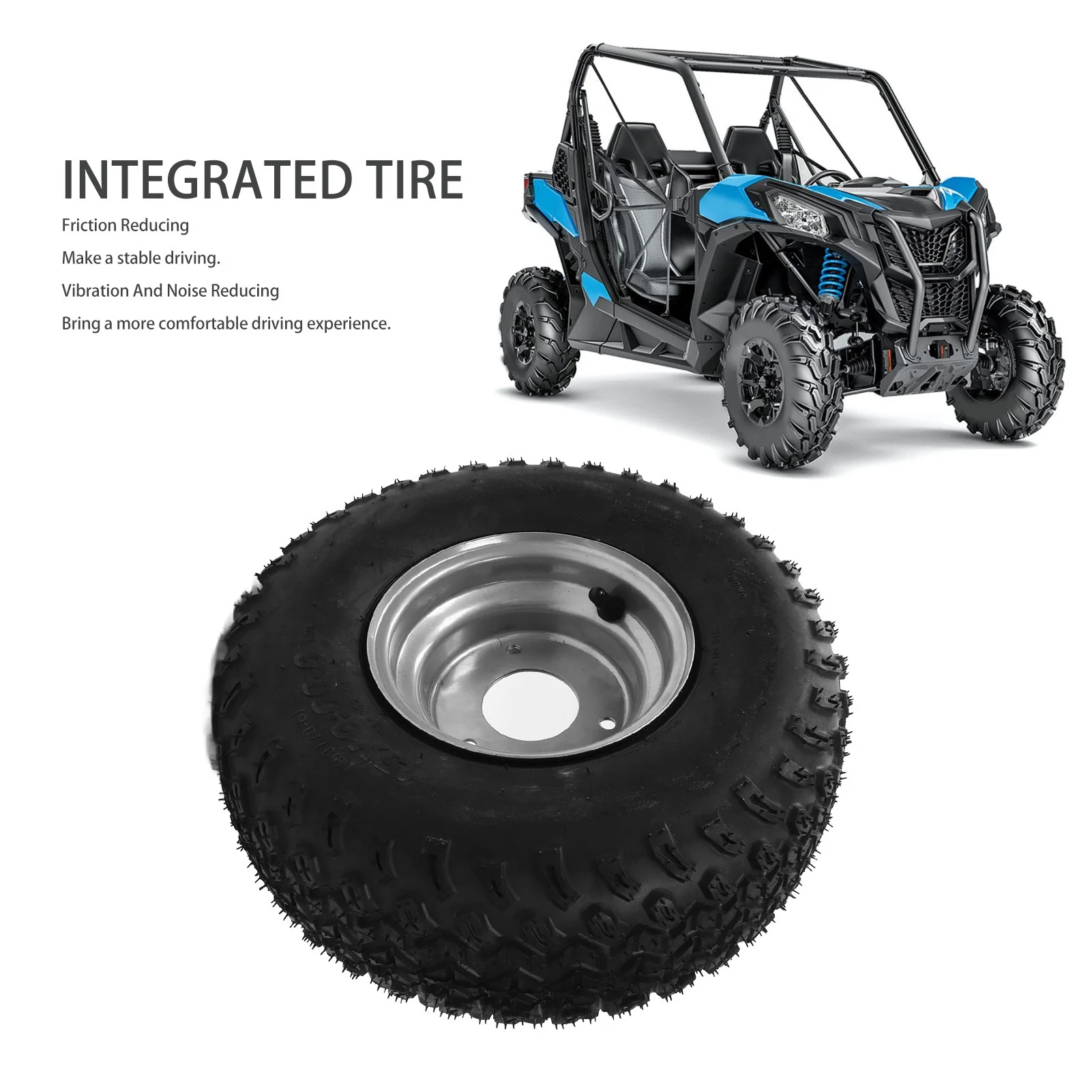 

Atv Tires 15x6.6, Heavy-Duty Atv Tires, 15x6.6 Inch Metal Hub Integrated, Easy Install for Utv, Go Karting