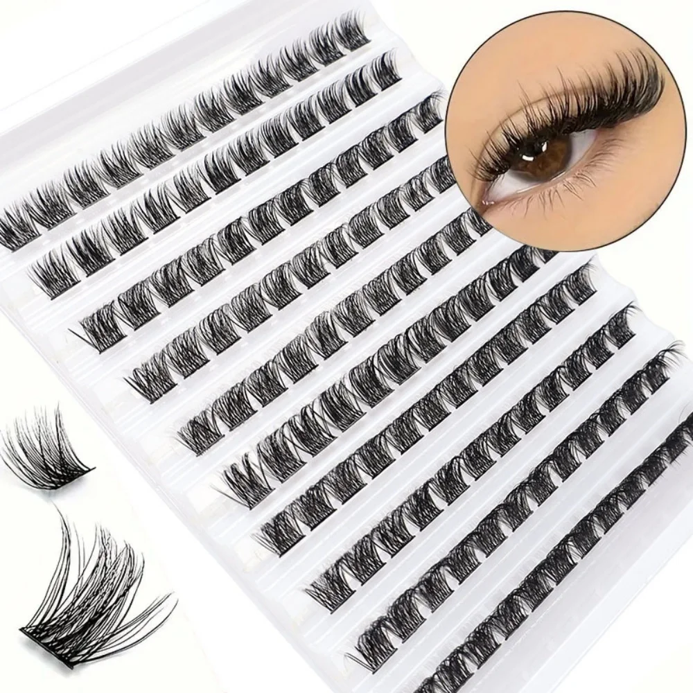 DIY Eyelash Extension with 120 Clusters of 8-16mm, Slim Personal Eyelashes, Natural Appearance, Curly and Fluffy, DIY Eyelash cl