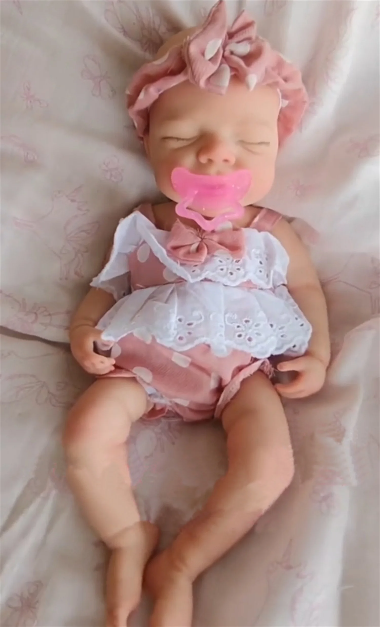 Can Open Mouth 13Inch Pascale Sleeping Pose Silicone Reborn Girl Doll With Painted Bald Cute Reborn bebé silicona For Kids' Toy