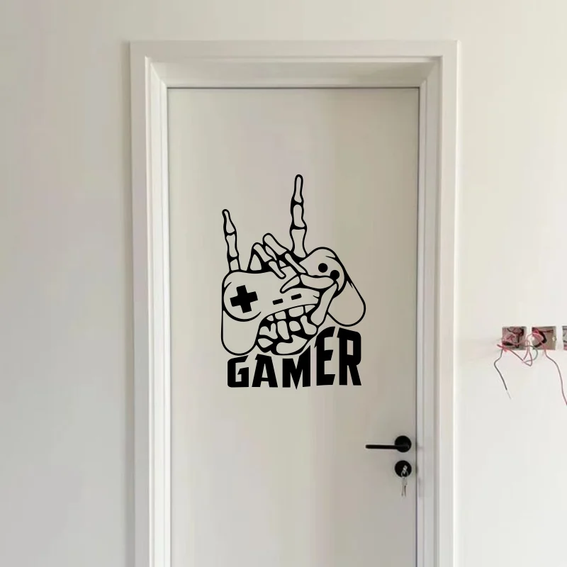 Carved Gamer zone Bones of hand Take the gamepad Wall Sticker Vinyl Mural Wallpaper Room Decoration Decals Ps4 Door Stickers 499