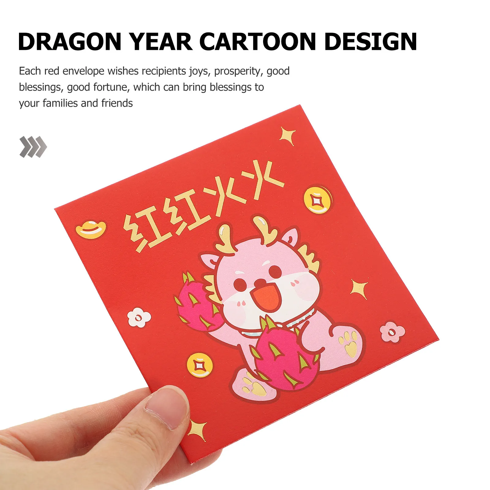 

6Pcs Festival Red Envelopes Creative Dragon Theme Chinese New Year Money Bags for Gifting Small Jewels Greeting Cards