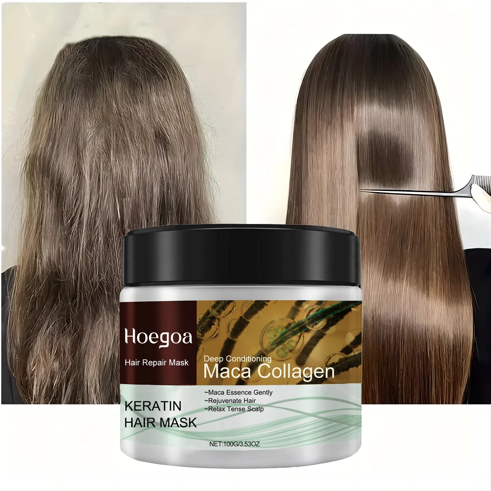 

100g Collagen Keratin Hair Mask Smoothing Moisturizing Repair Damage Frizzy Hair Cream Restore Soft Shiny Hair Care conditioner