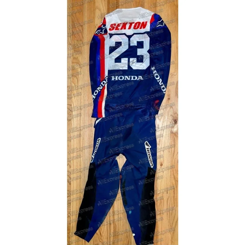 

Осень Honda 2025л # SEXTON для мотокросса с длинными рукавами и брюками, быстросохнущие, дышащие, для внедорожных гонщиков, трикотаж для горных велосипедистов