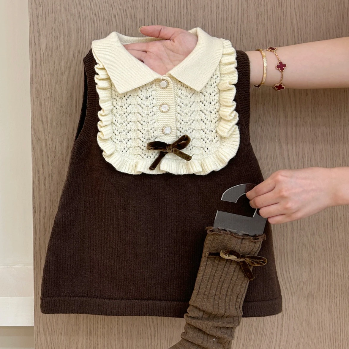 Girls Dress 2026 Autumn and Winter New Children's Clothing Korean Style Girl Baby Temperament Knit Ear Edge Sundress