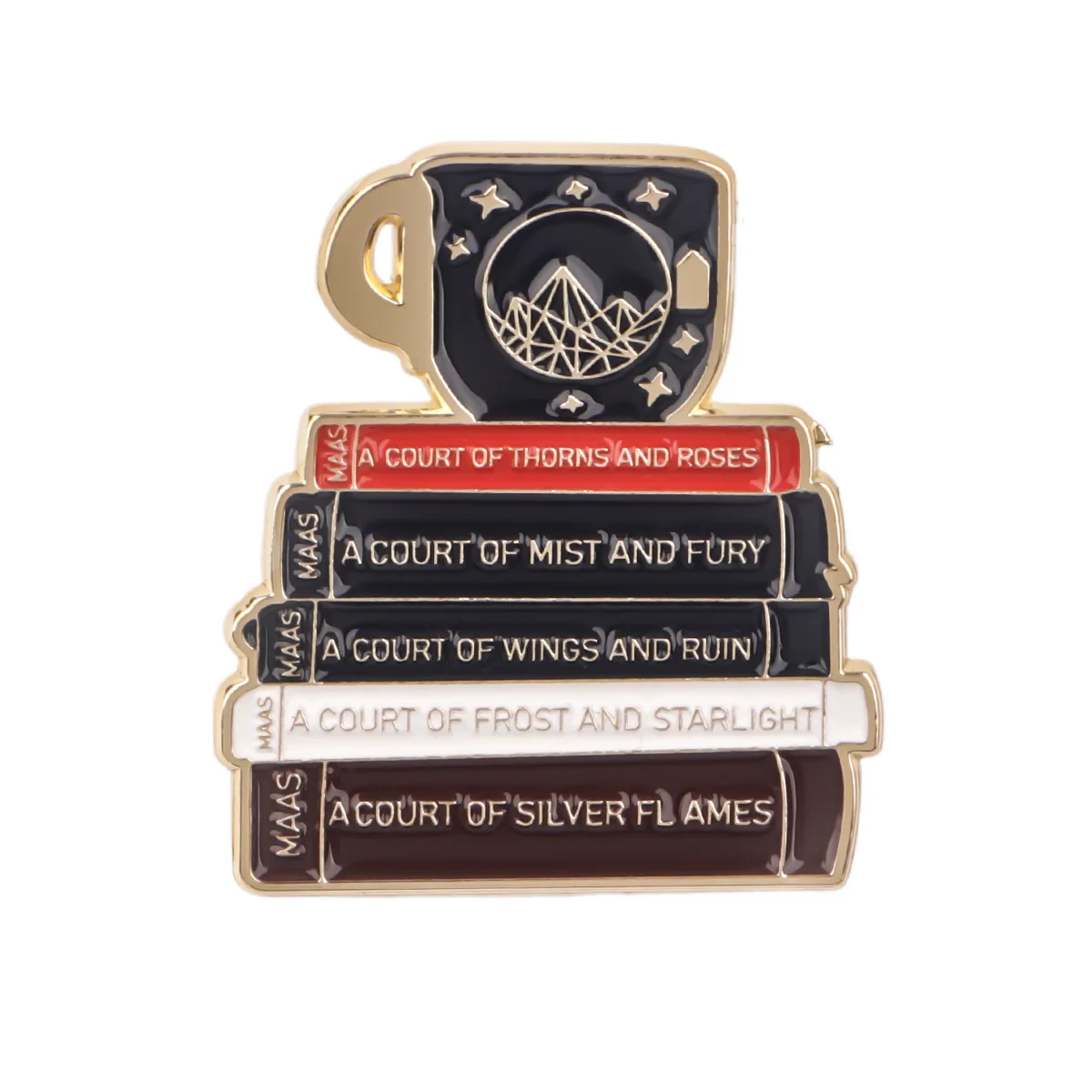 ACOTAR Book and Cup Hard Enamel Pin Sarah J. Maas fantasy novel Badge Bookish Gifts