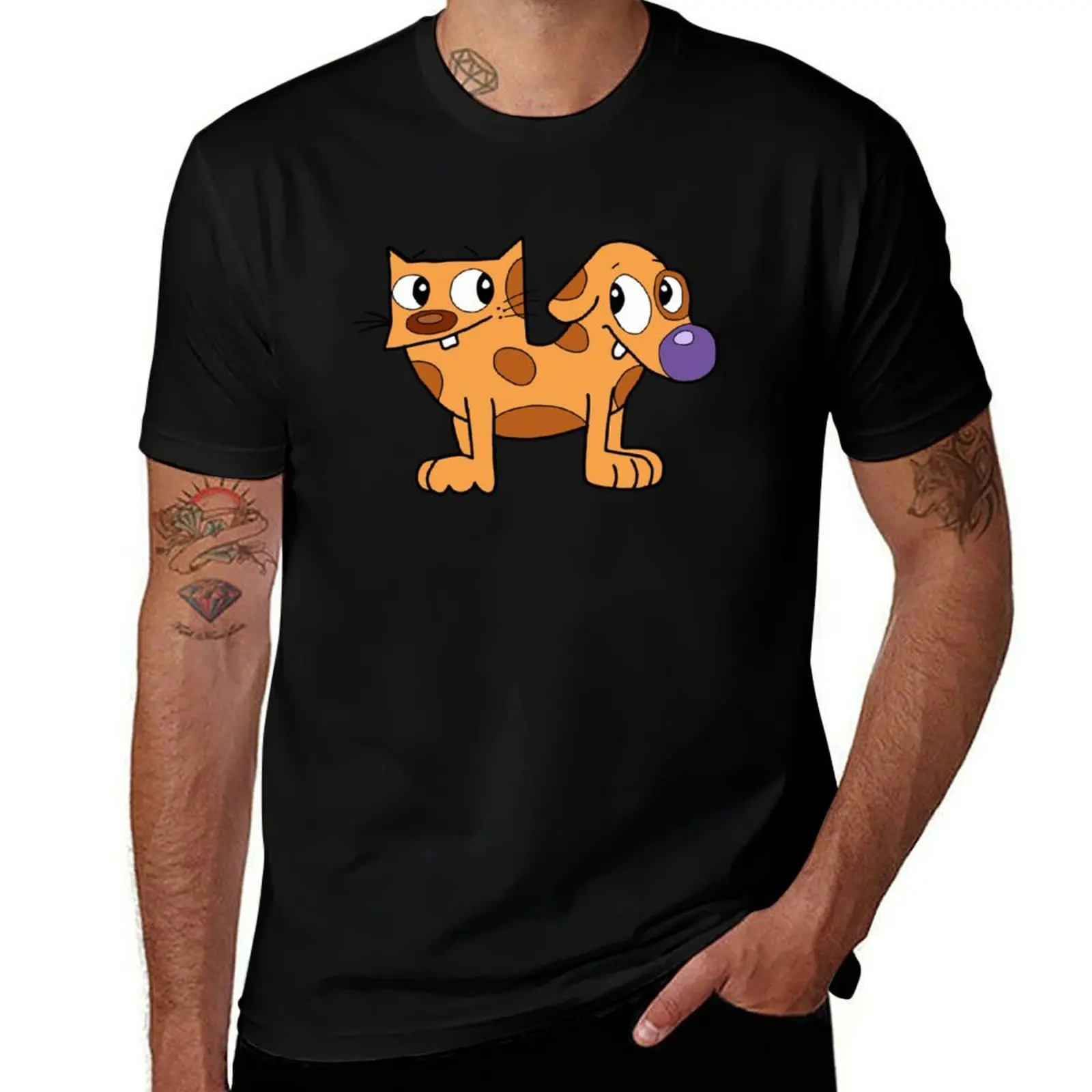 Baby Catdog 90s Nickelodeon Cartoon T-Shirt Relaxed Casual Short Sleeve Tee T-Shirt
