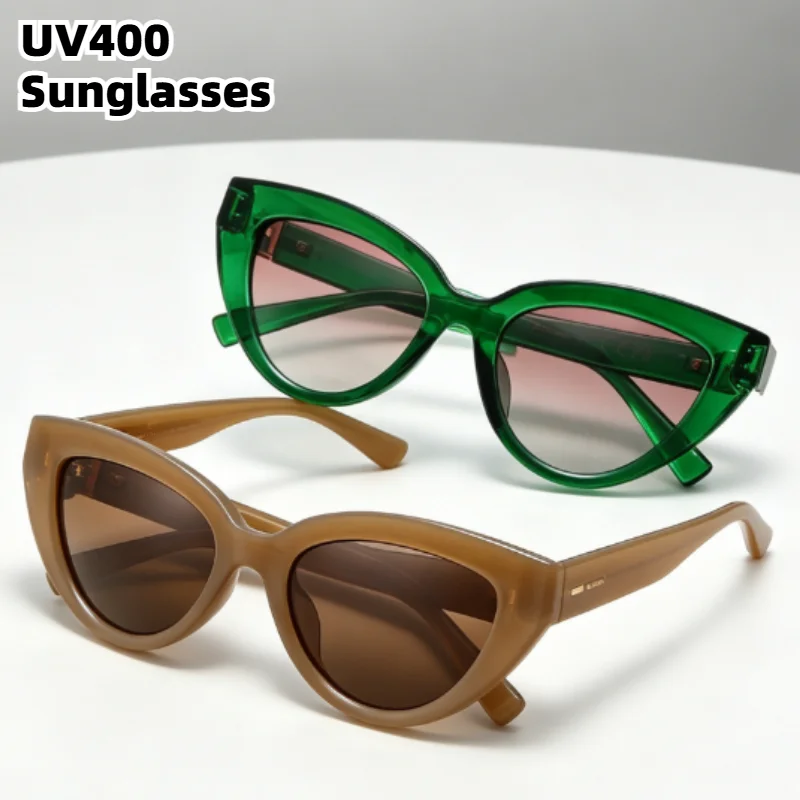 

Ретро-солнцезащитные очки «кошачий глаз» с защитой UV400, унисекс, разноцветные оправы, градиентные линзы, модные очки для повседневной носки и отпуска