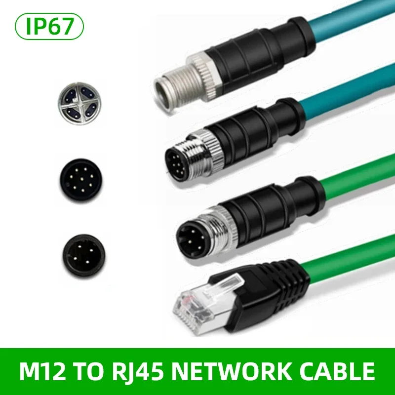 M12 to RJ45 Connector Cable for Cognex Industrial M12 8Pin 4Pin X/A/D type Encoding to Shielding RJ45 Ethernet Profinet Line