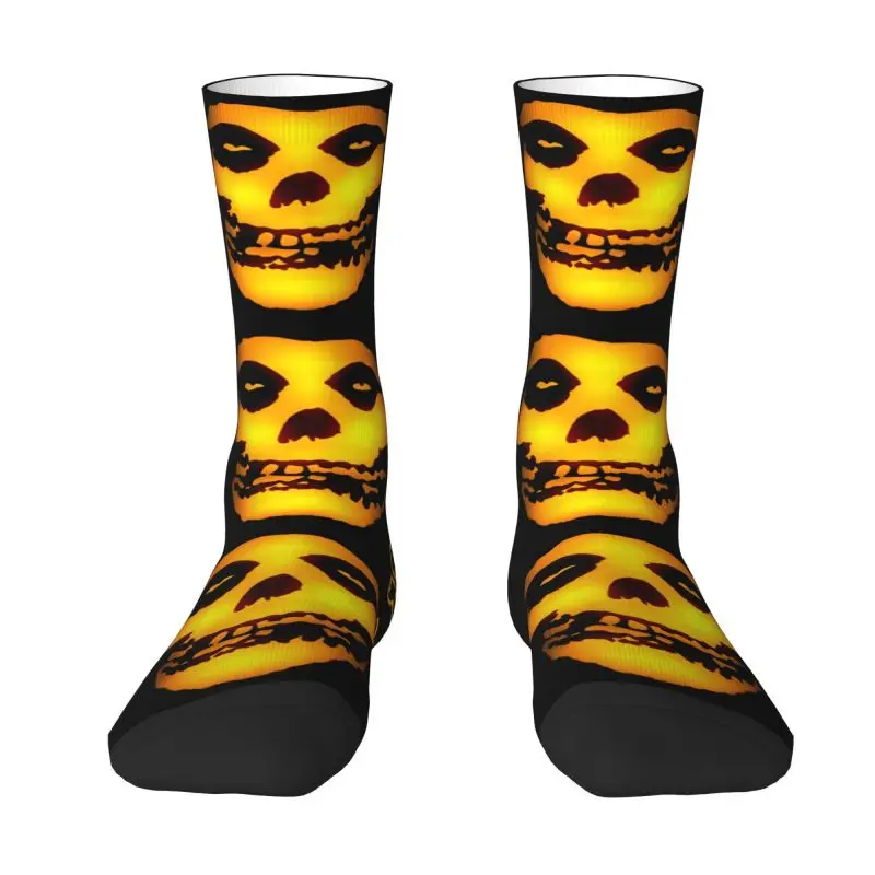 Custom Rock Punk Band Misfits Skull Face Dress Socks Men's Women's Warm Funny Novelty Heavy Metal Crew Socks