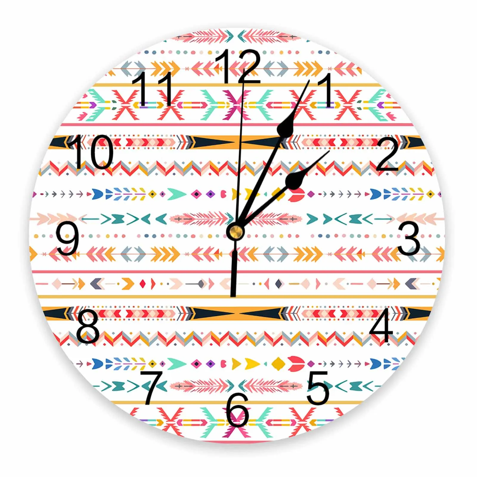 

Ethnic Style Geometric Tribal Wall Clock Large Modern Kitchen Dinning Round Wall Clocks Bedroom Silent Hanging Watch