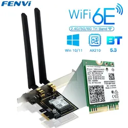 FENVI PCIE Wireless WiFi Adapter 5374Mbps WiFi 6E AX210NGW 2.4G/5G/6Ghz For Bluetooth 5.3 802.11AX Network WiFi Card PC Win10/11