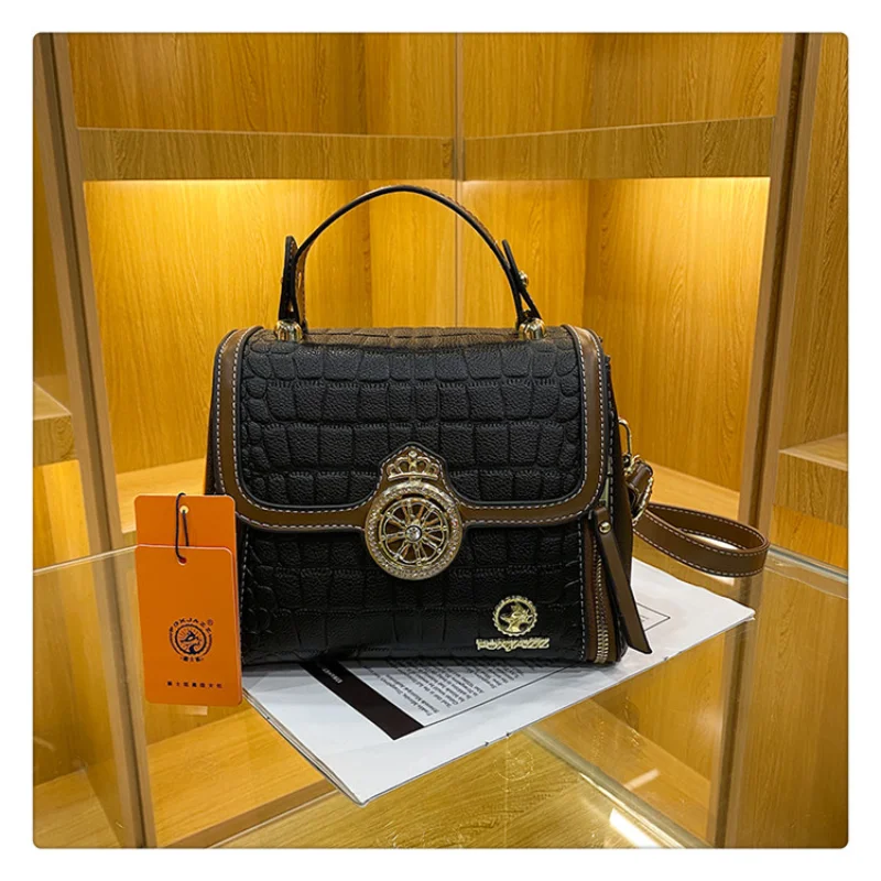 

Квадратная сумка с тиснением крокодила, 2022, кошелек Lucky Charm, фурнитура на плечо для женщин, регулируемый ремень через плечо