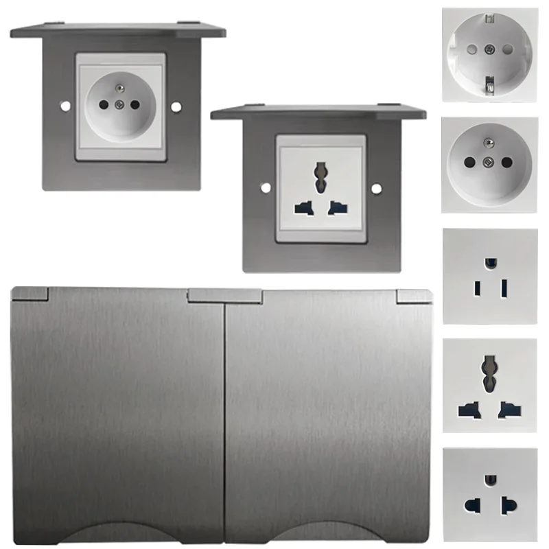 

Universal Stainless Steel Wall Mount Panel Socket 13A 1/2 Gang Switch Computer Socket Telephone Socket for Home Office