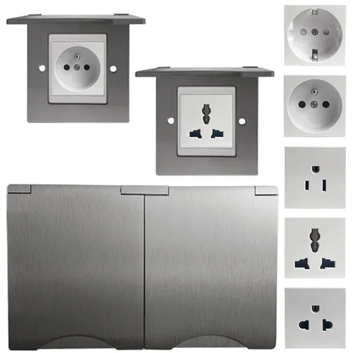 Enchufe Universal de Panel de montaje en pared de acero inoxidable, 13A, 1/2 interruptor de entrada, toma de ordenador, toma de teléfono para el hogar y la Oficina