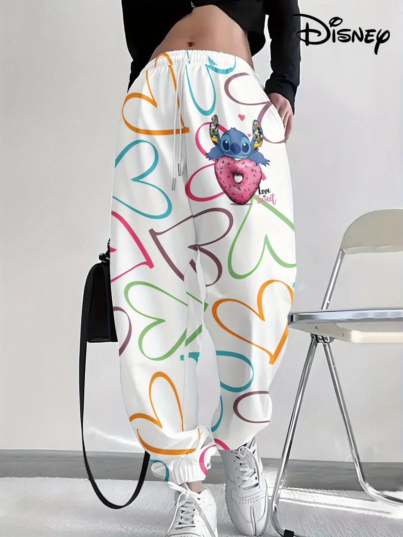 Nuovi pantaloni alla caviglia primaverili e autunnali stile street esplosivo da donna alla moda con cartoni animati animati Disney per adulti da donna oversize