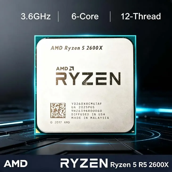 AMD Ryzen 5 2600X 3.4GHz 6‑Core 12‑Thread 65W Desktop CPU YD2600BBM6IAF Socket AM4 For Home Office Gaming PC Mainboard Upgrade