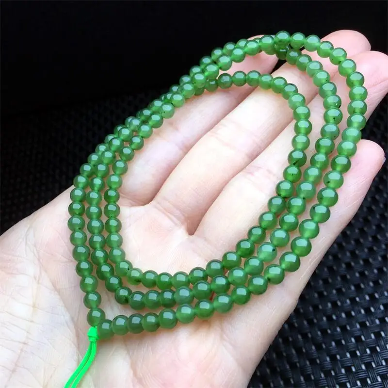 3MM Natural Hetian Jade Sweater Chain Triple Circle Bracelet Smooth Gemstone Reiki Healing Jewelry Energy Crystal Holiday Gift