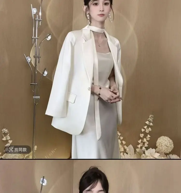 

2026 Female Upgrade Double-sided Gilt Satin Suit Spring and Summer Women's New Fashion Light Luxury Thin Blazer Tide
