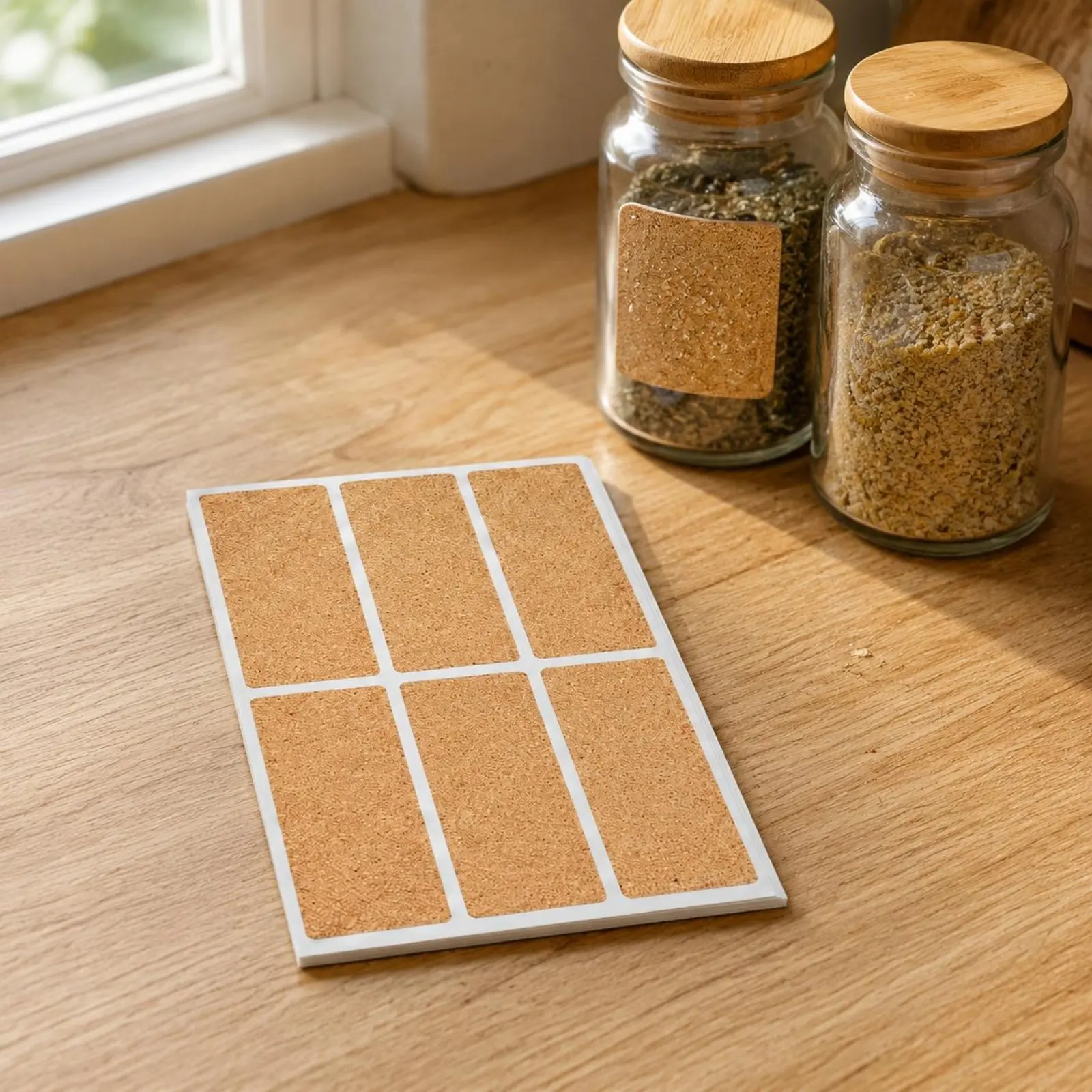 Cork Label Stickers Waterproof Cork Label Sticker Blank Writable Stickers Easy to Write on Home Organization Strong Adhesion