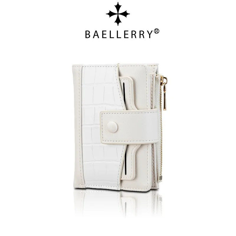 

Baellerry Women Multicolor Crocodile Pattern Short Wallet Soft PU Leather Multi Card Holder Functional Button Zipper Wallets