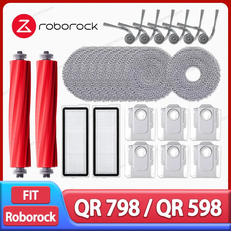 Roborock QR 798 / QR 598 Robot Vacuum Cleaner Accessories Main Side Brush Mop Cloth Hepa Filter Dust Bag Replacement Spare Parts