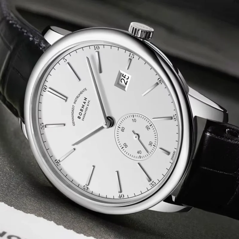 BORMAN Men Automatic Watch 40mm Mechanical Wristwatch Waterproof Ultrathin Sapphire Mirror Small Second Dial ST17 Mov