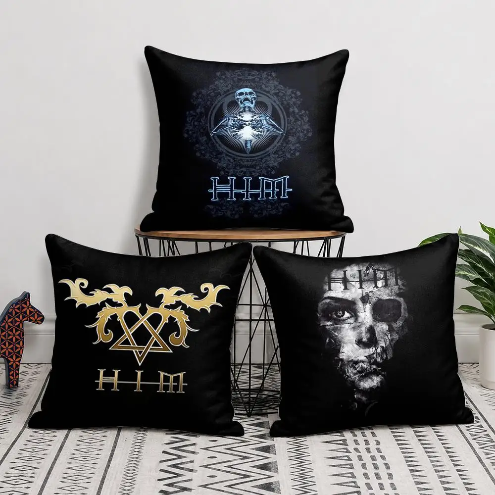 H-Him Ornate Heartagram Cushion Cover Silky Short Plush Invisible Zipper Dustproof Sofa Pillow Case For Home Decor