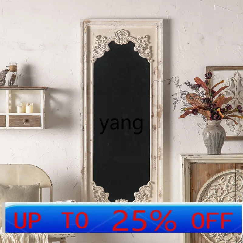 

LMM retro full-body mirror solid wood frame carved square full-length mirror floor mirror