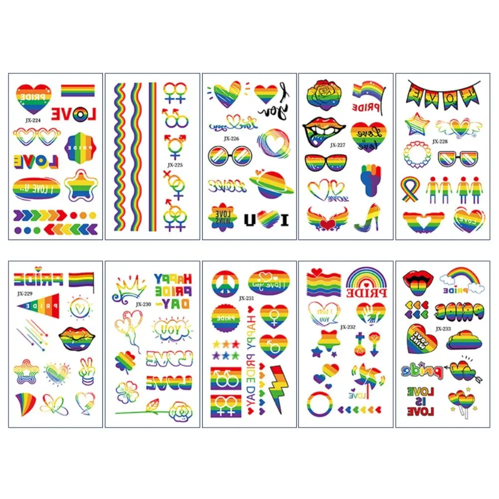 Queer Rainbow Tattoo Stickers Waterproof and Sweat-proof Water Transfer Process Semi-permanent Tattoo Stickers